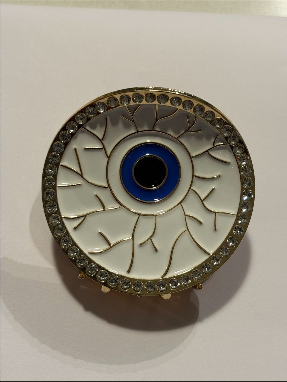 Evil Eye Crystal Hair Claw in White and Blue